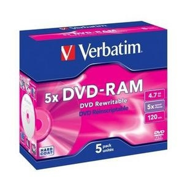 Verbatim DVD-RAM 5x, 5pk 4.7ГБ DVD-RAM 5шт