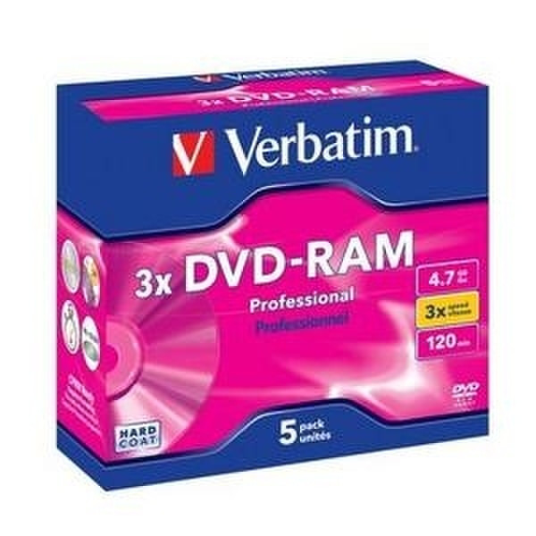 Verbatim DVD-RAM 4.7G 3x 5 Pack Cartridge T4 4.7GB DVD-RAM 5pc(s)