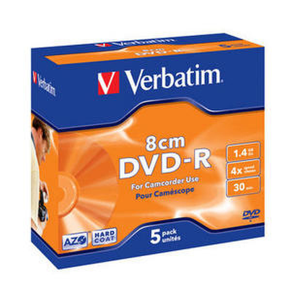 Verbatim DVD-R 8cm Matt Silver 5pk Jewel Case 1.4GB DVD-R 5Stück(e)