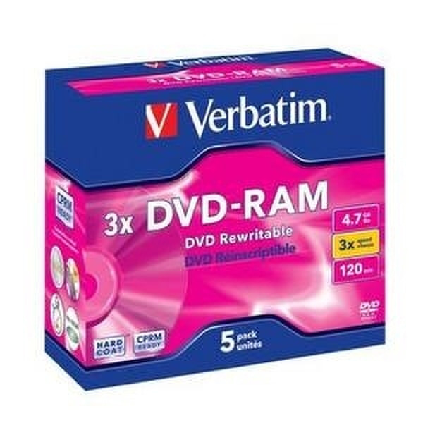 Verbatim DVD-RAM 4.7GB 3x 5 Pack Jewel Case 4.7GB DVD-RAM 5Stück(e)