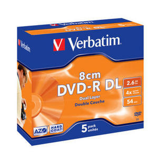 Verbatim DVD-R 8cm 2.6 GB 8x Dual Layer 5pk 2.6GB DVD-R DL 5pc(s)