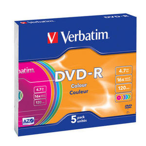 Verbatim DVD-R Colour 16x, 5pk 4.7GB DVD-R 5Stück(e)