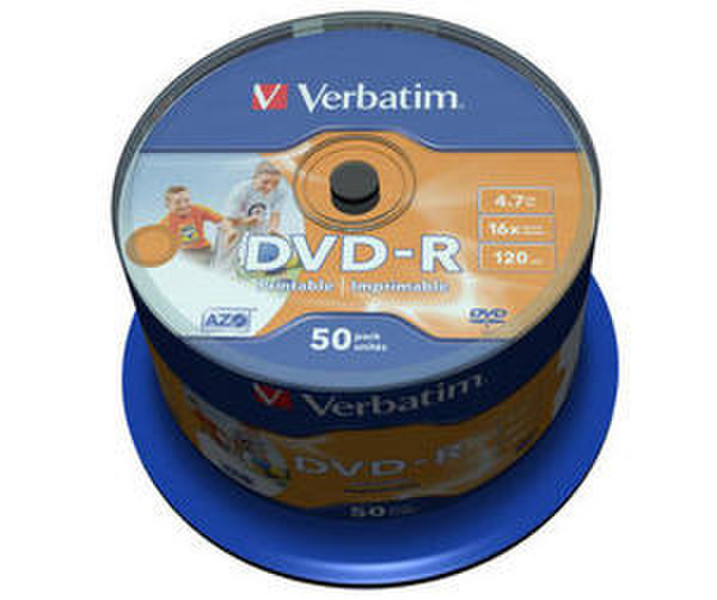 Verbatim DVD- R 4.7GB 4X DataLifePlus White Inkjet Printable 50pk Spindle 4.7ГБ DVD-R 50шт