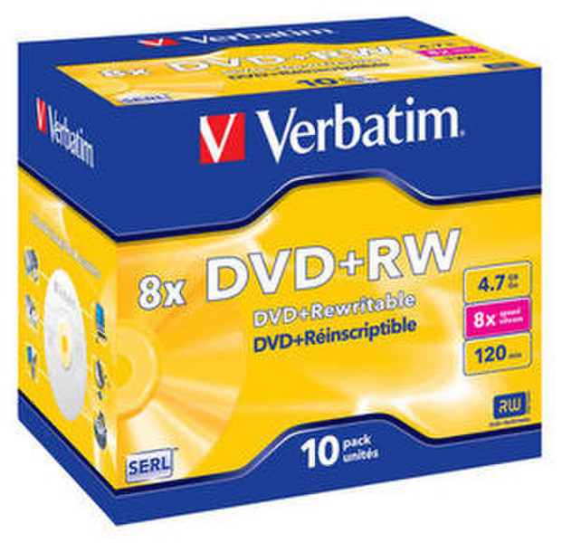 Verbatim DVD+RW Matt Silver 8x, 10pk 4.7GB DVD+RW 10pc(s)