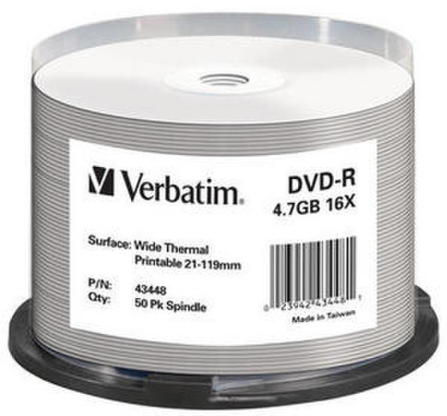 Verbatim DVD-R 4.7GB 16x 50pk Spindle 4.7GB DVD-R 50pc(s)