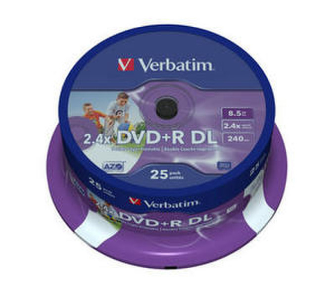 Verbatim DVD+R DL 8.5GB 2.4X Branded 25pk Spindle 8.5GB DVD+R 25pc(s)