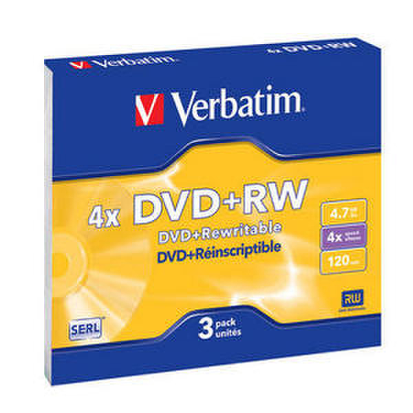 Verbatim DVD+RW Matt Silver, 3pk 4.7GB DVD+RW 3Stück(e)