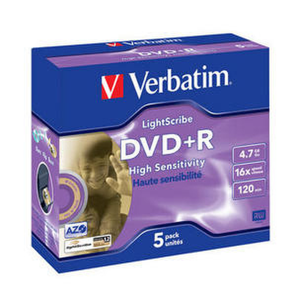 Verbatim DVD+R 4.7GB 16X Branded 5pk Jewel Case 4.7ГБ DVD+R 5шт