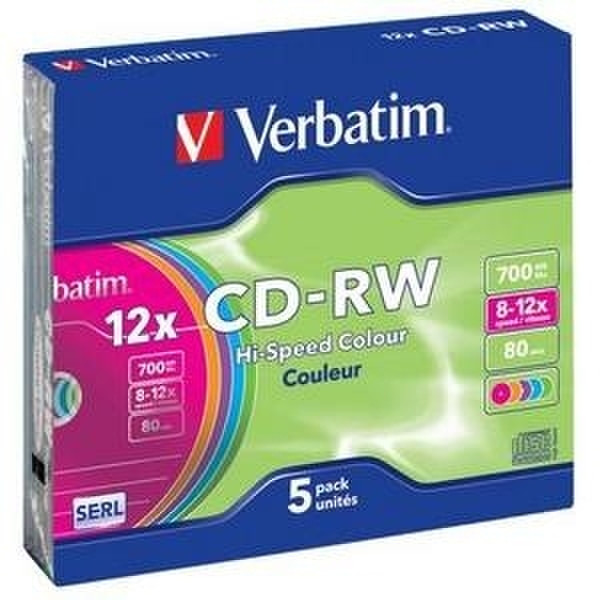 Verbatim CD-RW 700MB 12x HiSpeed 5pk CD-RW 700MB 5pc(s)