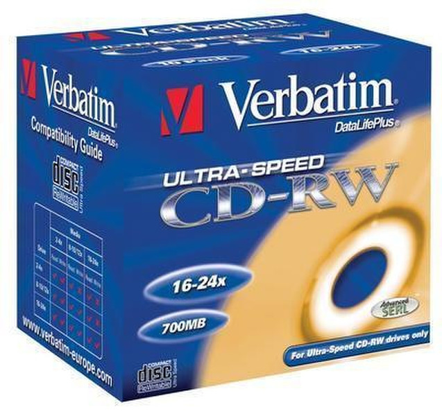 Verbatim CD-RW 700MB 80Min 24x UltraSpeed JC 10pk CD-RW 700MB 10pc(s)