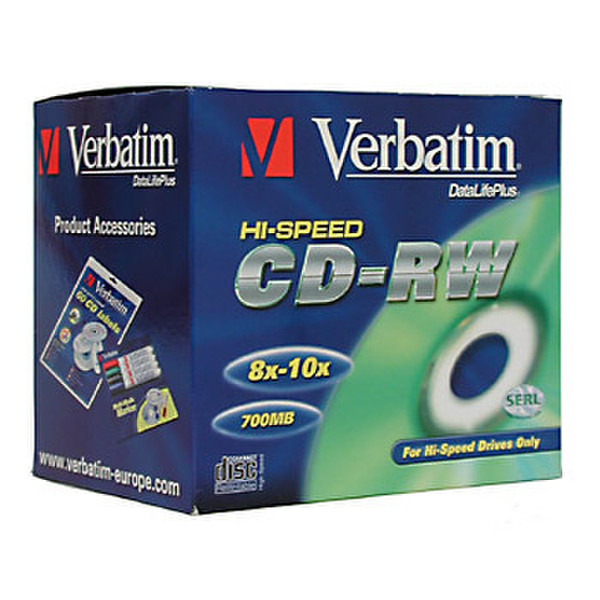 Verbatim CD-RW 700MB 80Min 12x HiSpeed JC 10pk CD-RW 700MB 10pc(s)