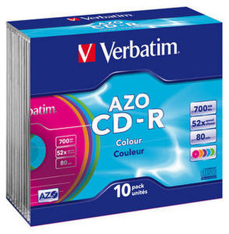 Verbatim CD-R 700MB 80Min 48x Color SlimCase 10pk CD-R 700MB 10pc(s)