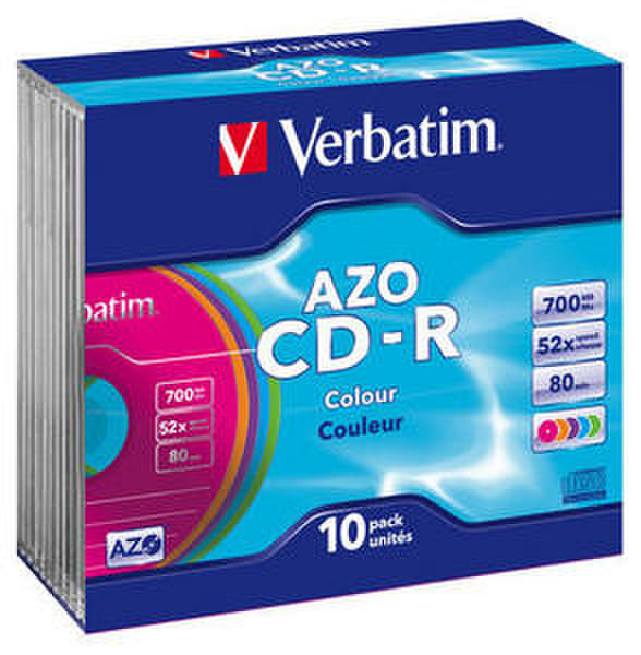 Verbatim CD-R 700MB 80Min 48x Color SlimCase 10pk CD-R 700MB 10pc(s)