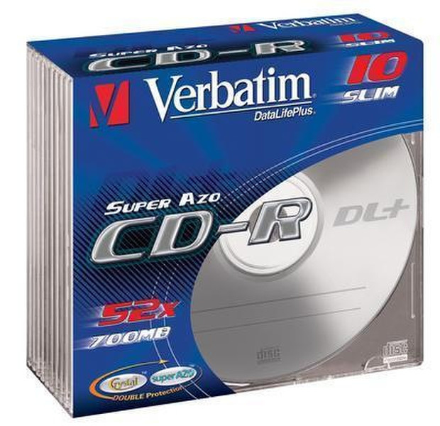 Verbatim CD-R 700MB 80Min 48x SupAZO SlimCase10pk CD-R 700MB 10pc(s)