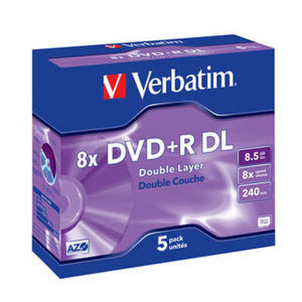 Verbatim DVD+R DL 8.5GB 8X Branded 5pk Jewel Case 8.5GB DVD+R 5Stück(e)