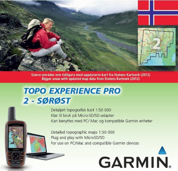 Garmin TOPO Experience PRO 2 Norway – Sorost, microSD/SD