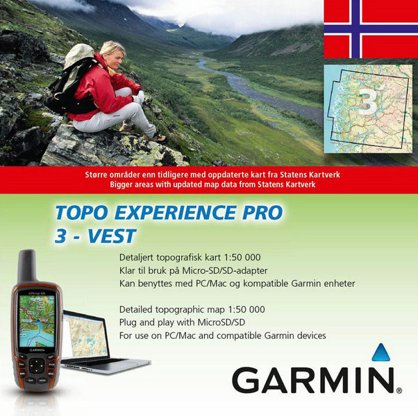 Garmin TOPO Experience PRO 3 Norway – Vest, microSD/SD