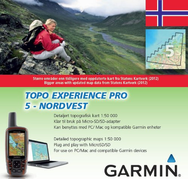 Garmin TOPO Experience PRO 5 Norway – Nordvest, microSD/SD