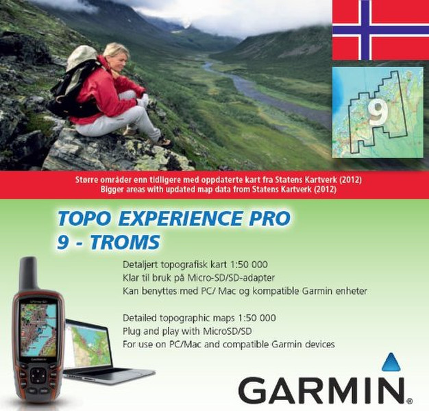 Garmin TOPO Experience PRO 9 Norway – Troms, microSD/SD