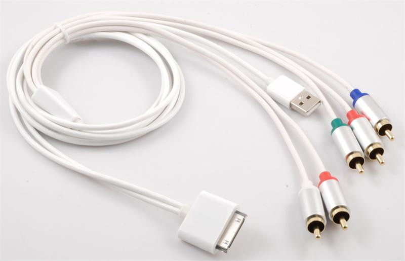 Inland Composite AV Video/USB Cable for Apple iPod, iPhone, iPad 1.83m 5 x RCA Weiß Handykabel