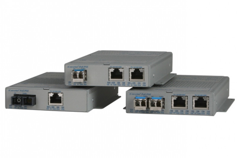 Omnitron OmniConverter GPoE/S 1000Mbit/s 850nm Multi-Modus Grau Netzwerk Medienkonverter