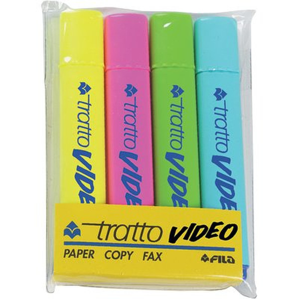 Tratto Video Blue,Green,Pink,Yellow 4pc(s) permanent marker