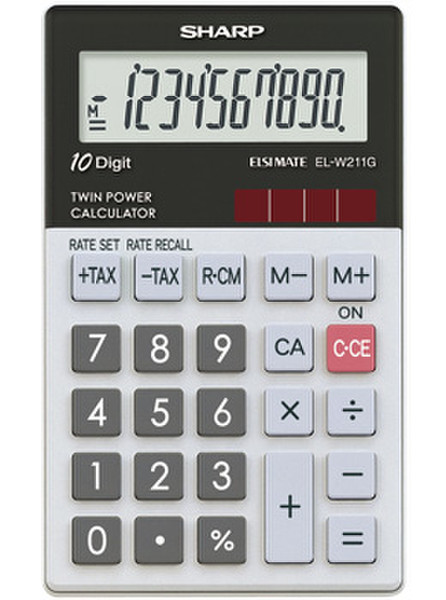 Sharp EL-W211G Карман Basic calculator Черный, Белый