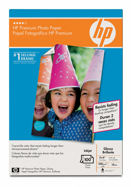 HP Premium Glossy Photo Paper-100 sht/4 x 6 in plus tab Fotopapier