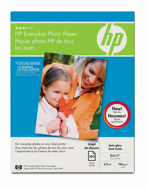 HP Everyday Semi-gloss Photo Paper-100 sht/Letter/8.5 x 11 in photo paper