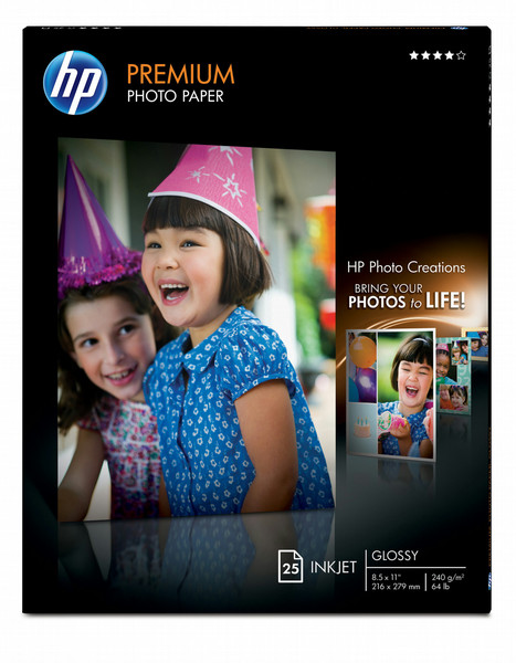 HP Premium Glossy Photo Paper-25 sht/Letter/8.5 x 11 in photo paper