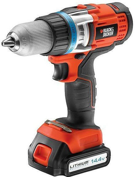 Black & Decker EGBHP146BK Дрель с рукояткой пистолетного типа Литий-ионная (Li-Ion) 1.5А·ч Черный, Оранжевый аккумуляторная комби-дрель