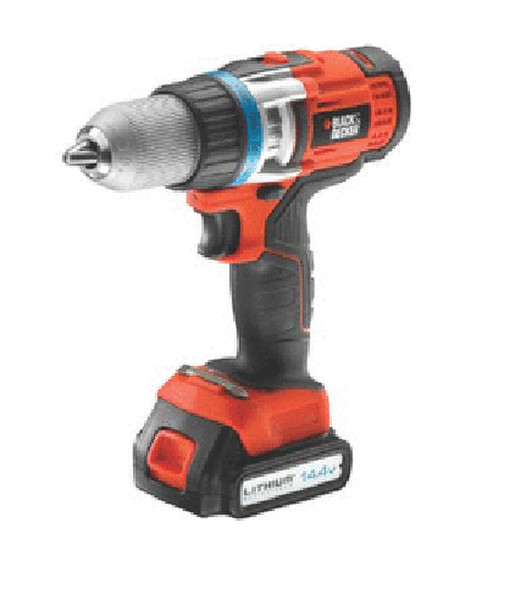 Black & Decker EGBHP146K Дрель с рукояткой пистолетного типа Литий-ионная (Li-Ion) 1.5А·ч Черный, Оранжевый аккумуляторная комби-дрель