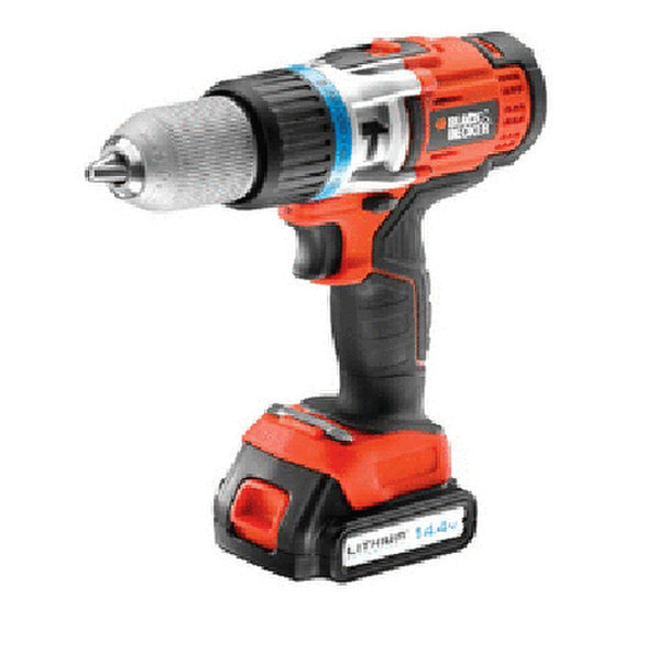 Black & Decker EGBHP148BK Дрель с рукояткой пистолетного типа Литий-ионная (Li-Ion) 1.5А·ч Черный, Оранжевый аккумуляторная комби-дрель