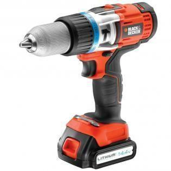 Black & Decker EGBHP148K Дрель с рукояткой пистолетного типа Литий-ионная (Li-Ion) 1.5А·ч Черный, Оранжевый аккумуляторная комби-дрель