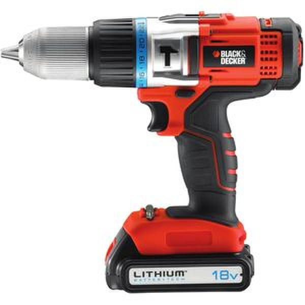 Black & Decker EGBHP188BK Дрель с рукояткой пистолетного типа Литий-ионная (Li-Ion) 1.5А·ч Черный, Оранжевый аккумуляторная комби-дрель