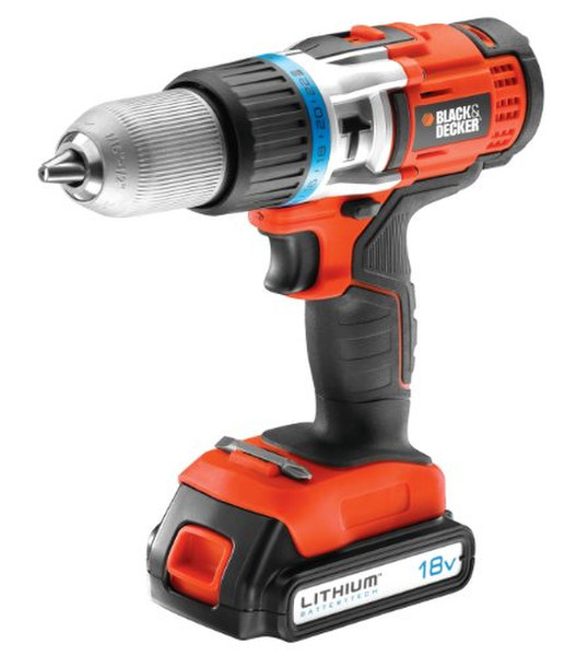 Black & Decker EGBHP188K Дрель с рукояткой пистолетного типа Литий-ионная (Li-Ion) 1.5А·ч Черный, Оранжевый аккумуляторная комби-дрель