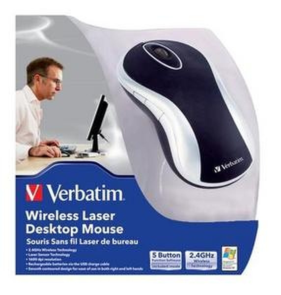 Verbatim 49011 Беспроводной RF Лазерный 1000dpi Черный компьютерная мышь