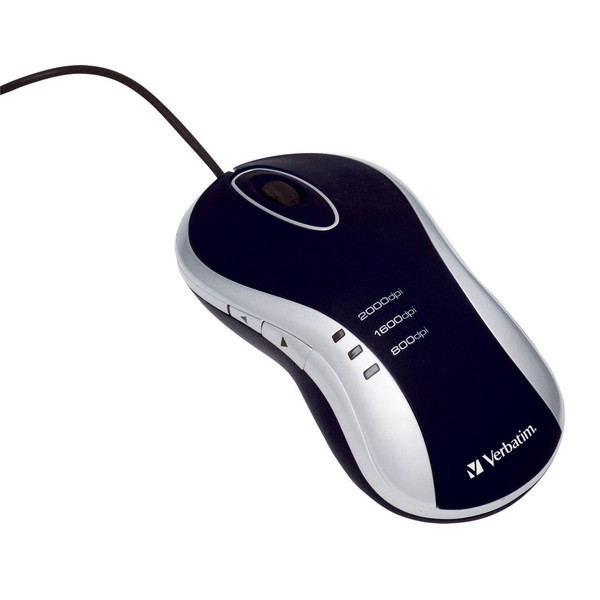 Verbatim Laser Desktop Mouse - Black USB Optisch 2000DPI Schwarz Maus