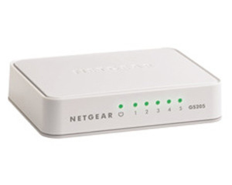 Netgear GS205 Неуправляемый Gigabit Ethernet (10/100/1000) Белый
