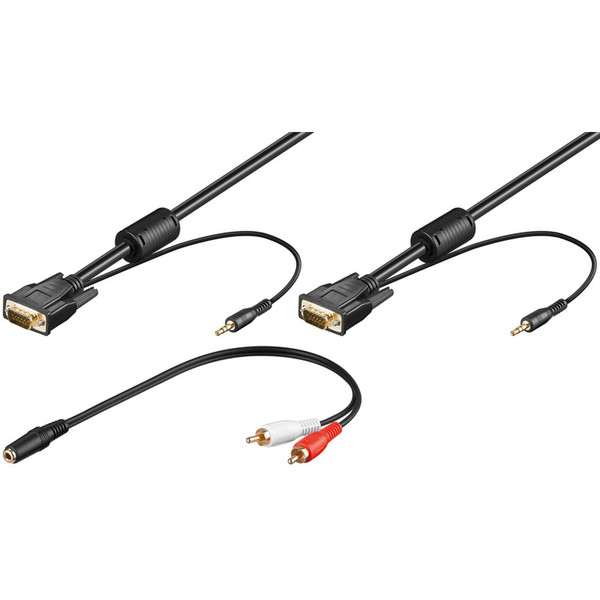 Wentronic 34969 3m VGA (D-Sub) + 3.5mm VGA (D-Sub) + 3.5mm Schwarz VGA-Kabel