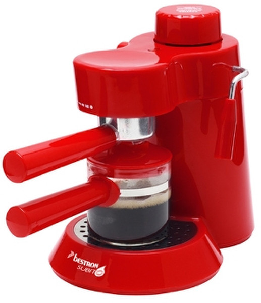 Bestron AEM301 Espressomaschine 4Tassen Rot Kaffeemaschine