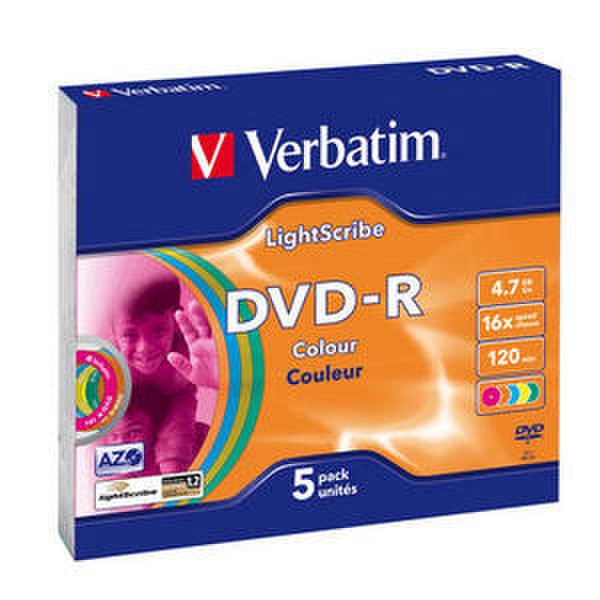 Verbatim DVD-R Lightscribe Colour V1.2 4.7GB DVD-R 5pc(s)