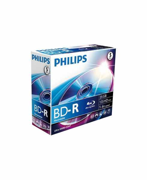 Philips BR2S6J05C/97 25ГБ BD-R 5шт чистые Blu-ray диски
