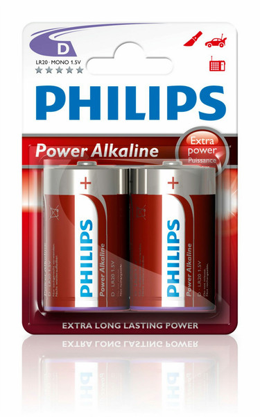 Philips PowerLife LR20P2B/97 Щелочной 1.5В батарейки