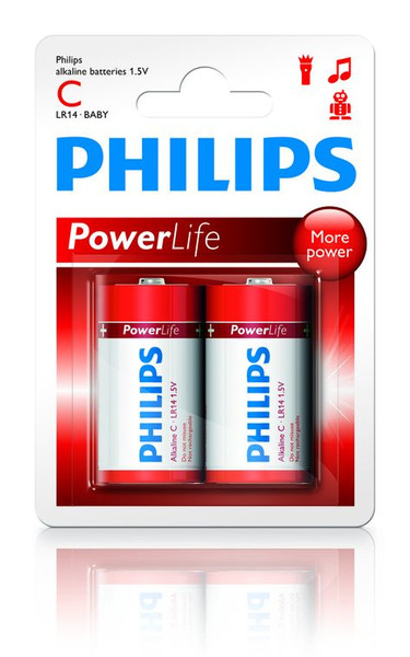 Philips PowerLife LR14P2B/97 Щелочной 1.5В батарейки