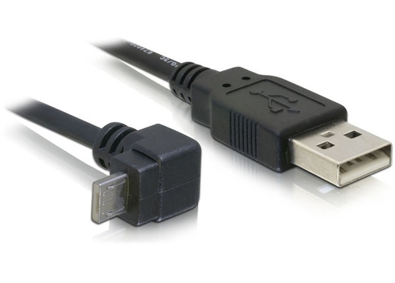 DeLOCK USB 2.0 A to USB micro-A angled cable - 2.0m 2м USB A Micro-USB A Черный кабель USB