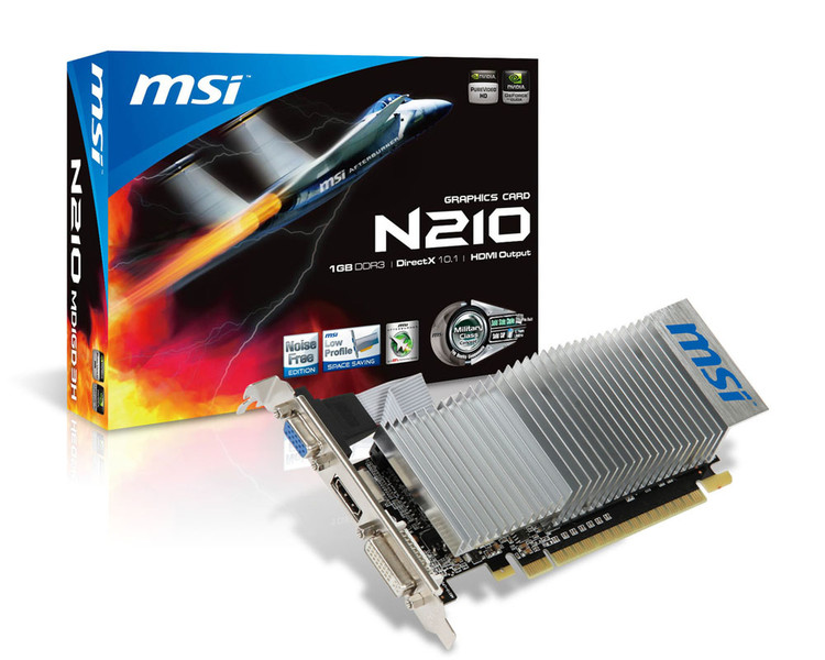 MSI N210-MD1GD3H/LP GeForce 210 1GB GDDR3 graphics card