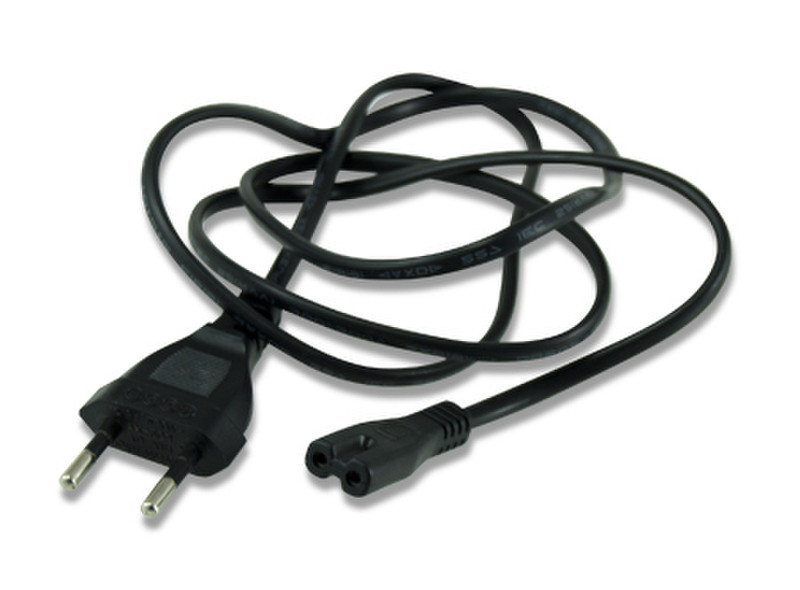 3GO C8 1m CEE7/16 C8 coupler Black power cable