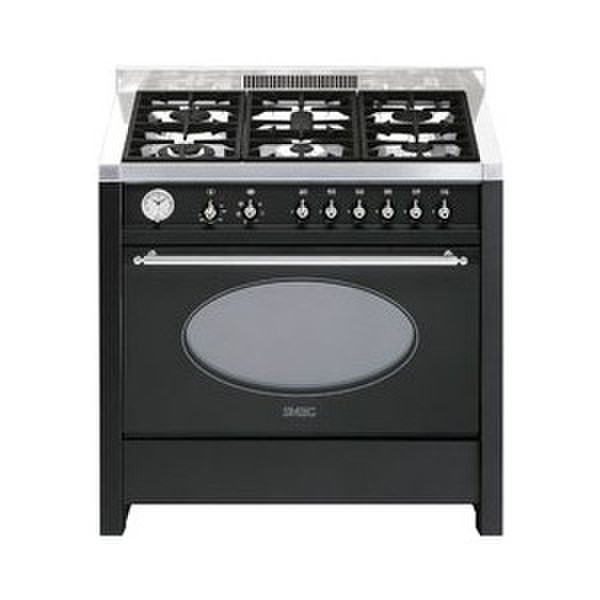 Smeg CS18A7 Freistehend Gas hob B Schwarz Küchenherd