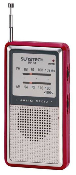 Sunstech RPS1 Портативный Аналоговый Красный радиоприемник